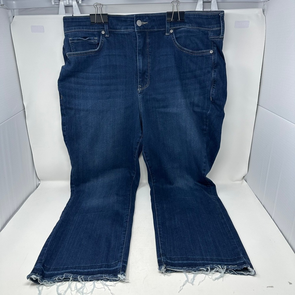 NYDJ Jeans Women 16W Blue Marilyn Straight Lift Tuck Stretch Raw Hem 4354